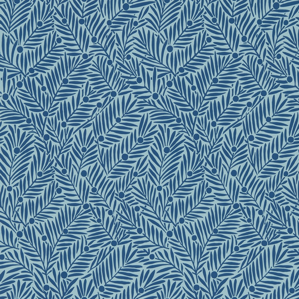 Yew And Aril Wallpaper 217349 by Morris & Co in Indigo Blue